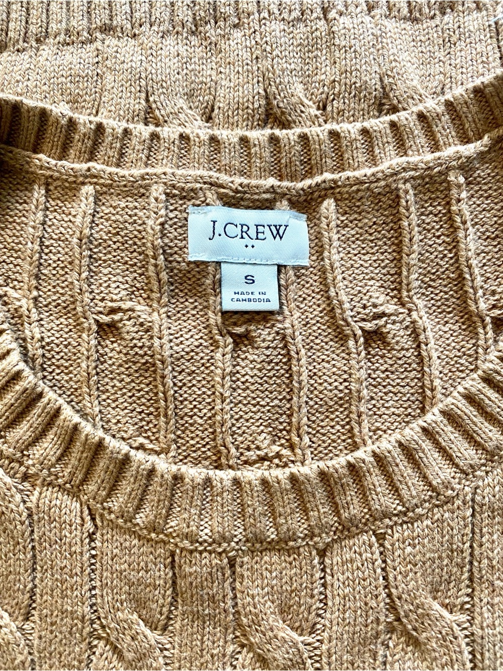 J. Crew Factory Camel Cable Cotton Sweater Vest - Picture 5 of 6